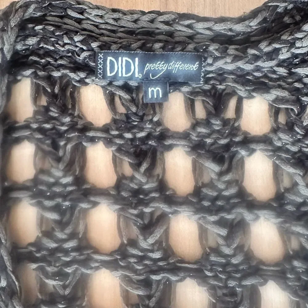 DIDI Womens Long Open Knit Lightweight Cardigan Dark Green/Black Size Med - Picture 7 of 13